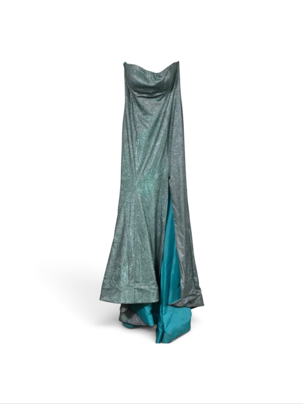 Sherri Hill Elegant Teal Metallic Dress